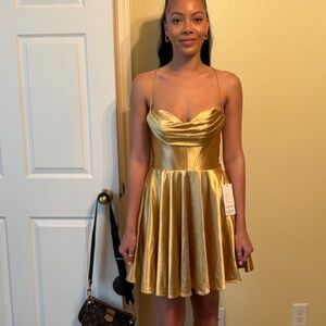 Stunning, Sexy 24 karat Gold mini dress. Show stopper!